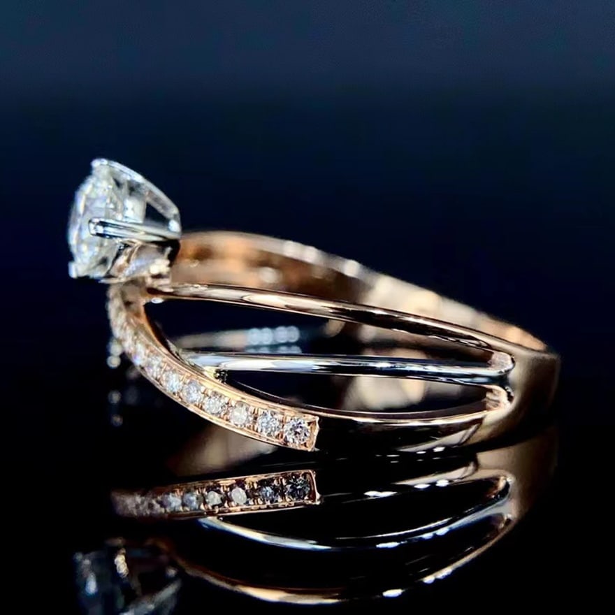 Gia Certified 14k Gold 0.31 Ct Natural E Vs2 3ex Round Diamond Ring - 2