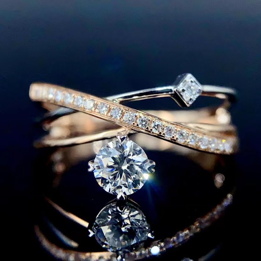 Gia Certified 14k Gold 0.31 Ct Natural E Vs2 3ex Round Diamond Ring - 3