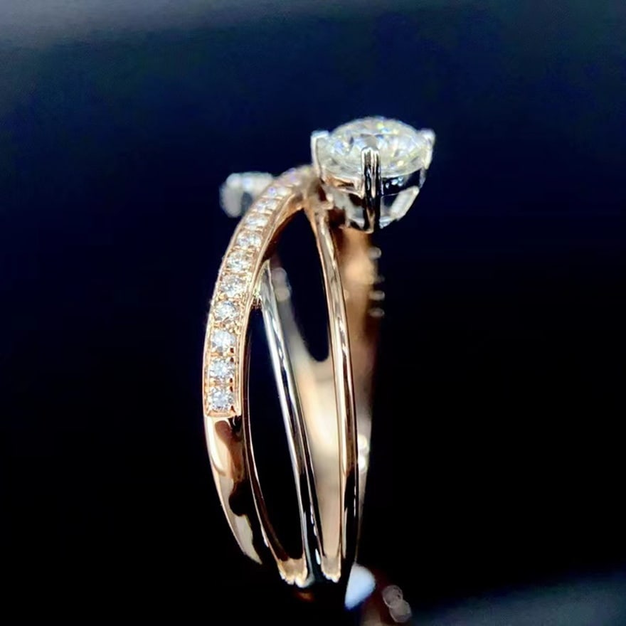Gia Certified 14k Gold 0.31 Ct Natural E Vs2 3ex Round Diamond Ring - 4