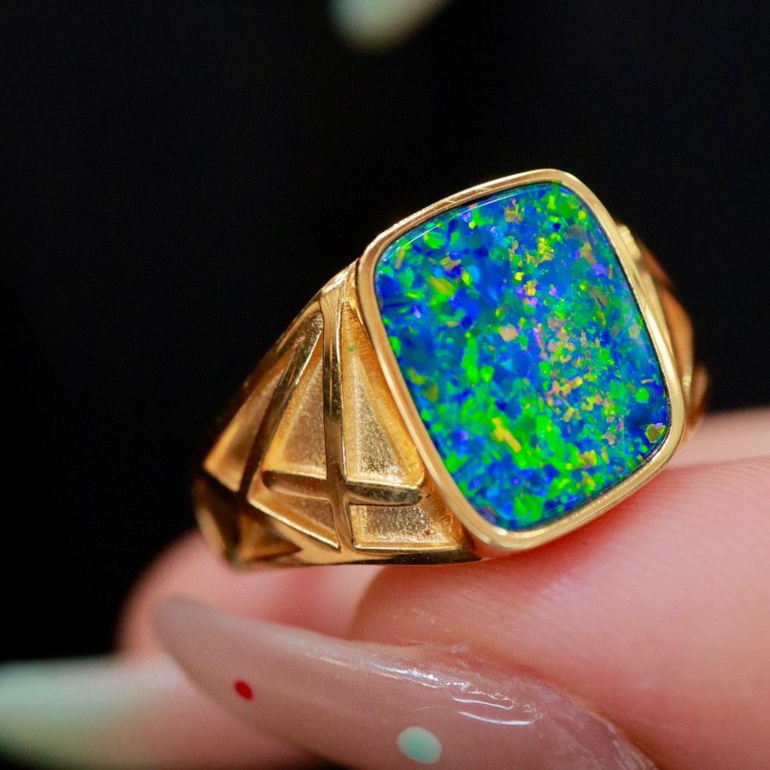 14k Gold 2.59 Ct Natural Opal Ring - 2