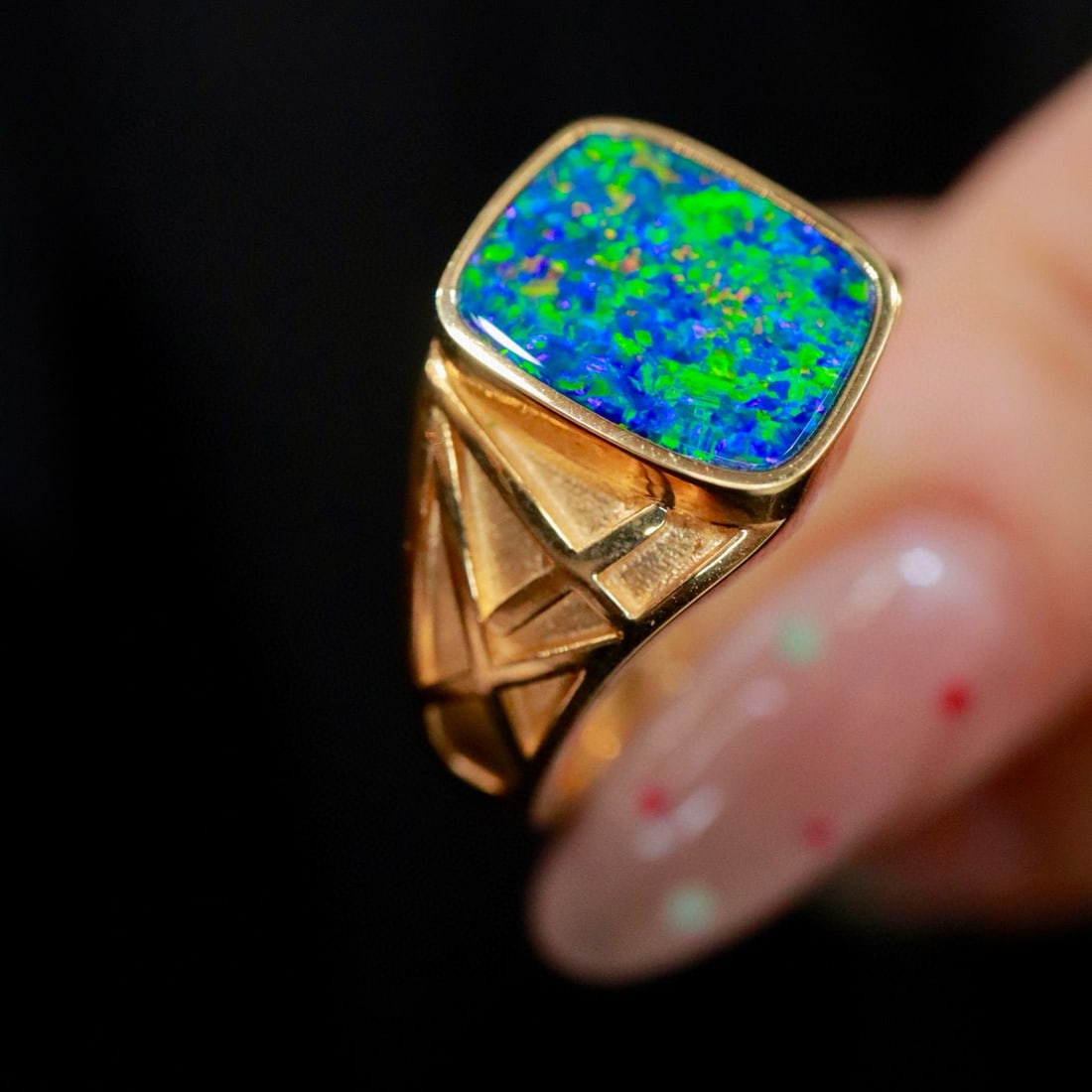 14k Gold 2.59 Ct Natural Opal Ring - 4