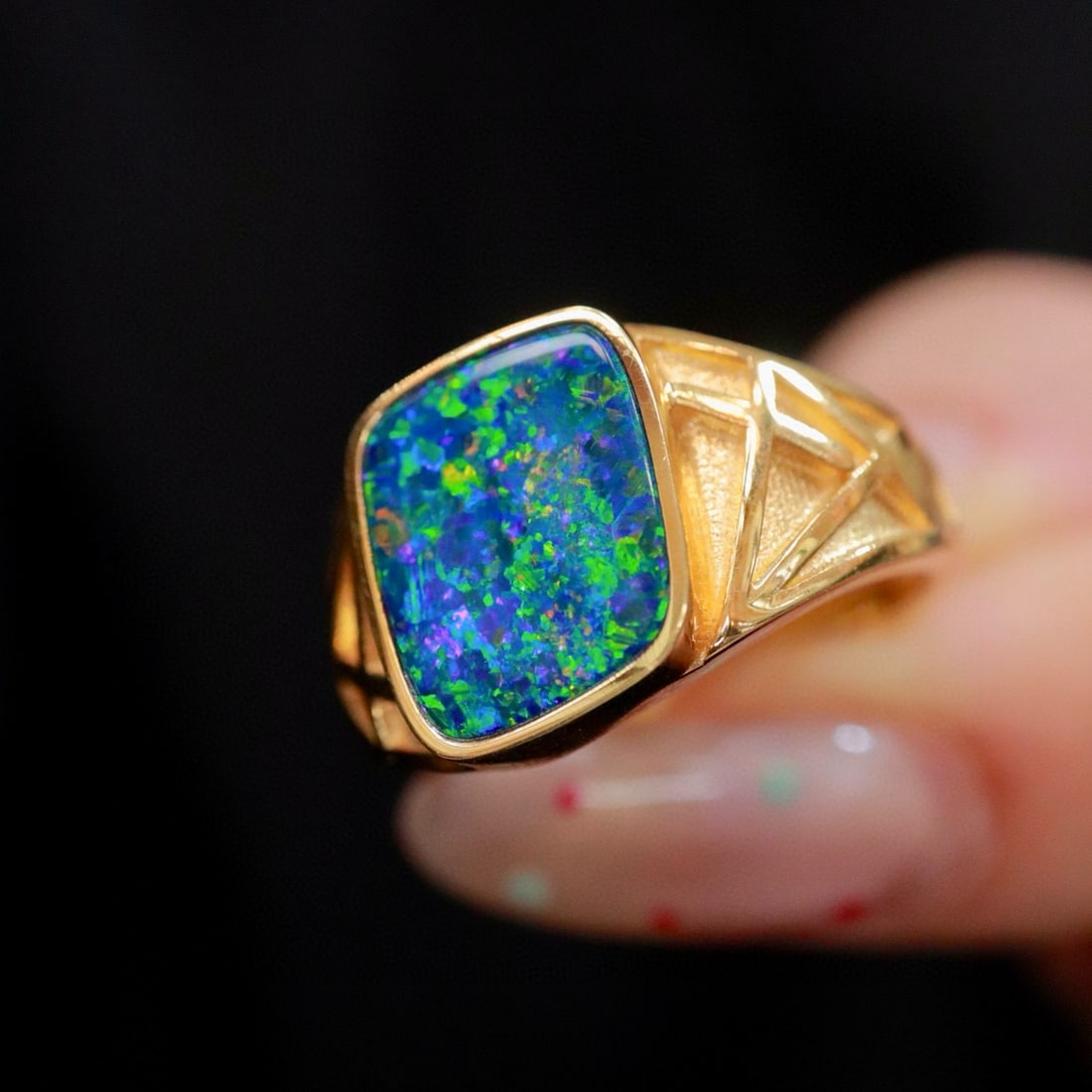 14k Gold 2.59 Ct Natural Opal Ring - 5