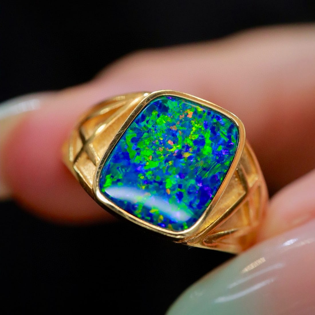 14k Gold 2.59 Ct Natural Opal Ring - 6
