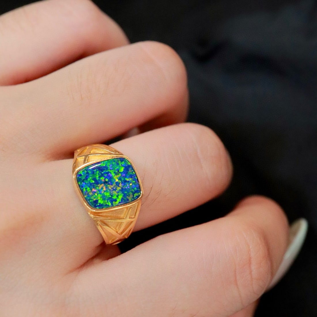 14k Gold 2.59 Ct Natural Opal Ring - 8
