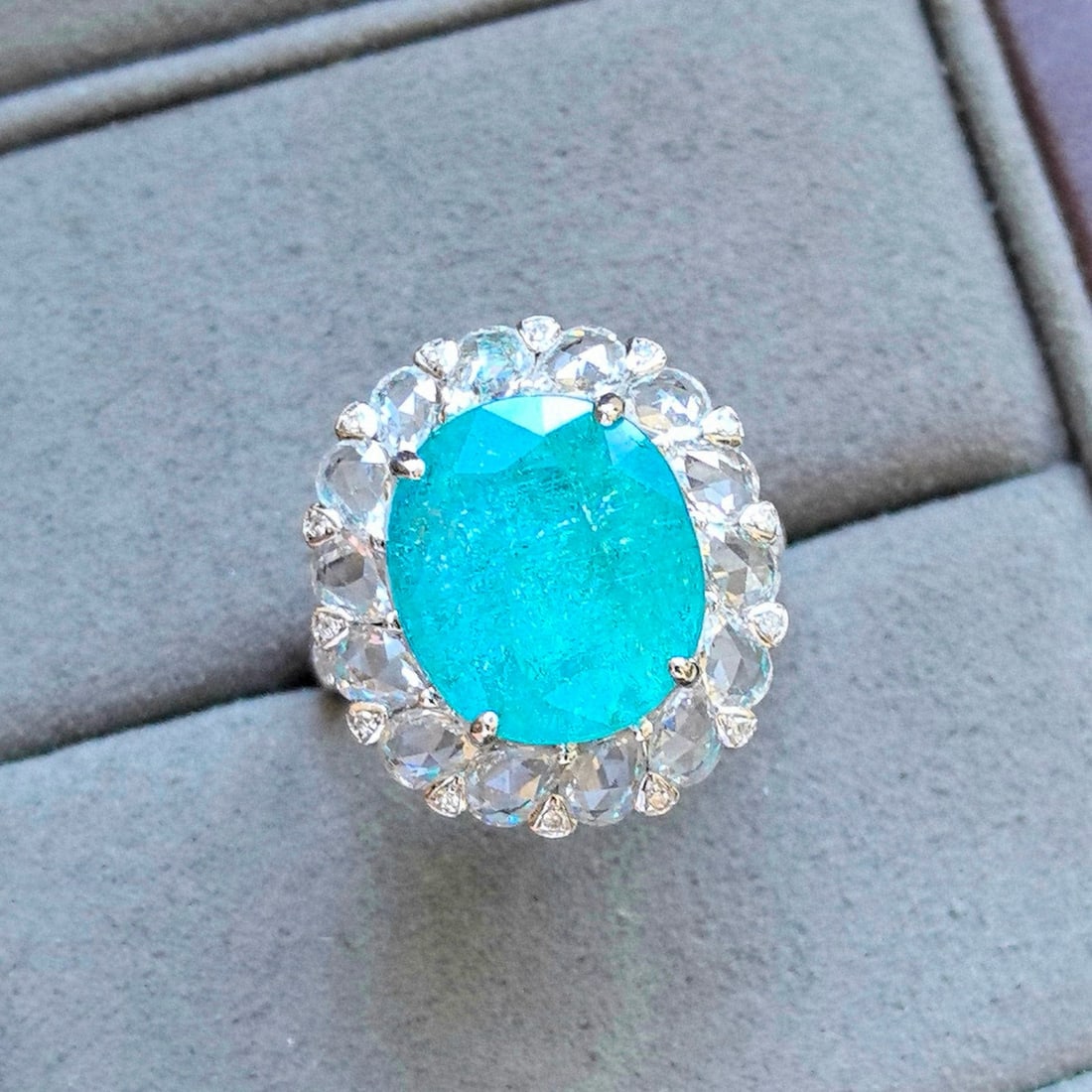 14k Gold 6.92 Ctw Natural Paraiba Tourmaline & Diamond Ring/pendant( Without Chain ) - 2