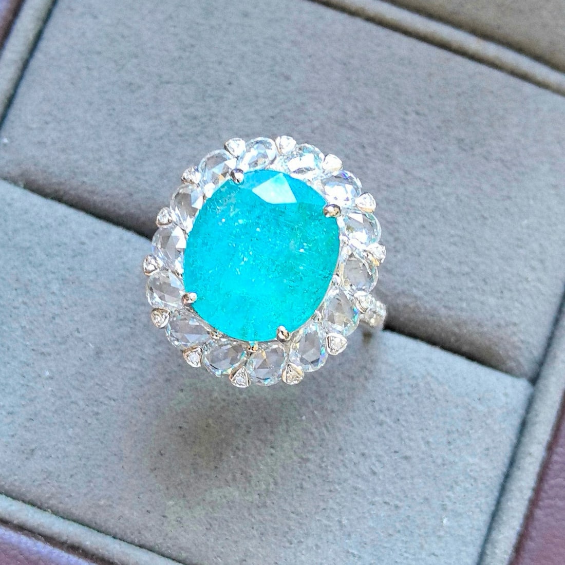 14k Gold 6.92 Ctw Natural Paraiba Tourmaline & Diamond Ring/pendant( Without Chain ) - 4