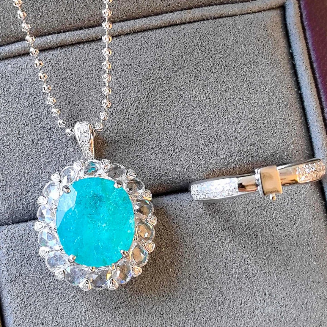 14k Gold 6.92 Ctw Natural Paraiba Tourmaline & Diamond Ring/pendant( Without Chain ) - 7