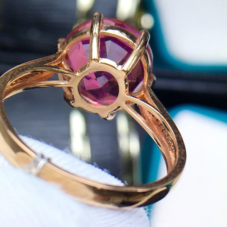 14k Gold 6.5 Ct Natural Tourmaline & Diamond Ring - 5