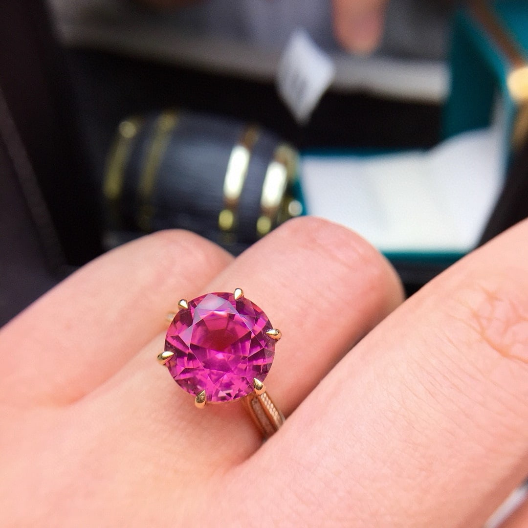 14k Gold 6.5 Ct Natural Tourmaline & Diamond Ring - 6