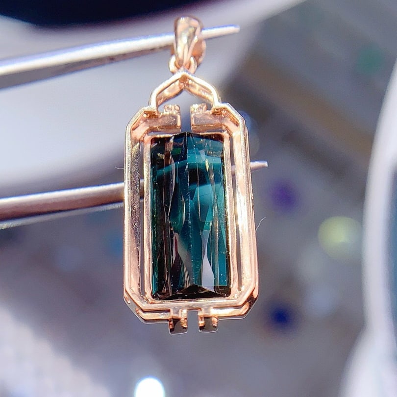 14k Gold 6.0 Ctw Natural Tourmaline & Diamond Pendant( Without Chain ) - 6