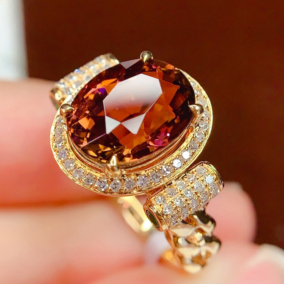 14k Gold 4.75 Ct Natural Tourmaline & Diamond Ring - 2