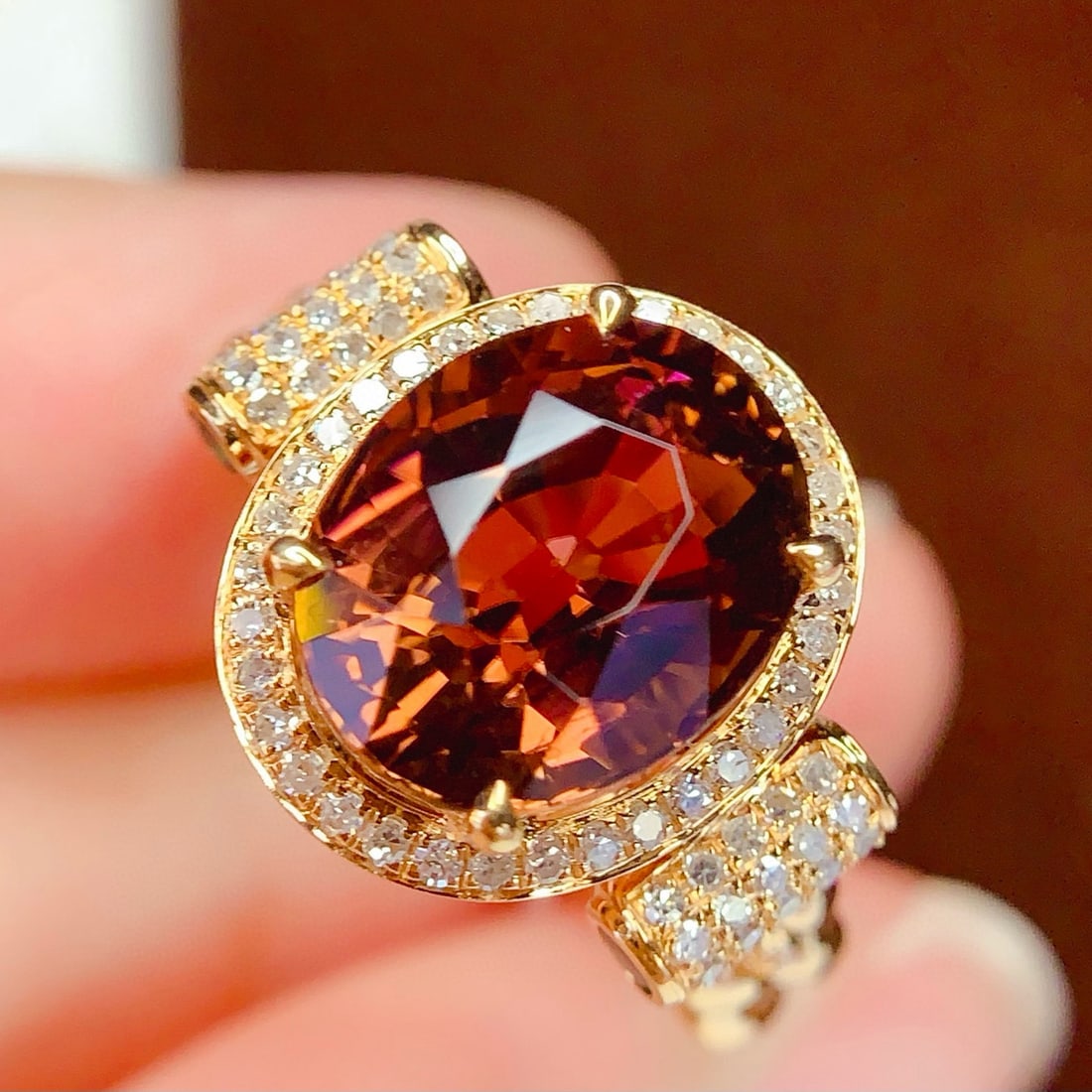 14k Gold 4.75 Ct Natural Tourmaline & Diamond Ring - 4