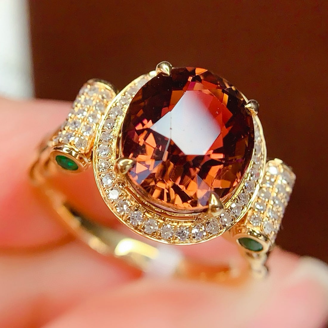 14k Gold 4.75 Ct Natural Tourmaline & Diamond Ring - 5