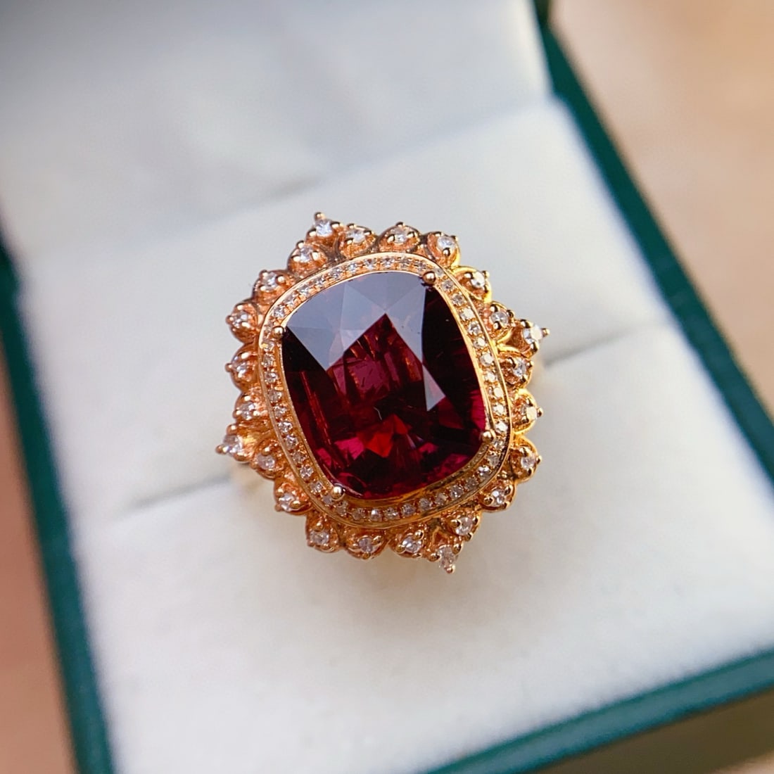 14k Gold 3.50 Ct Natural Tourmaline & Diamond Ring/pendant( Without Chain ) - 2