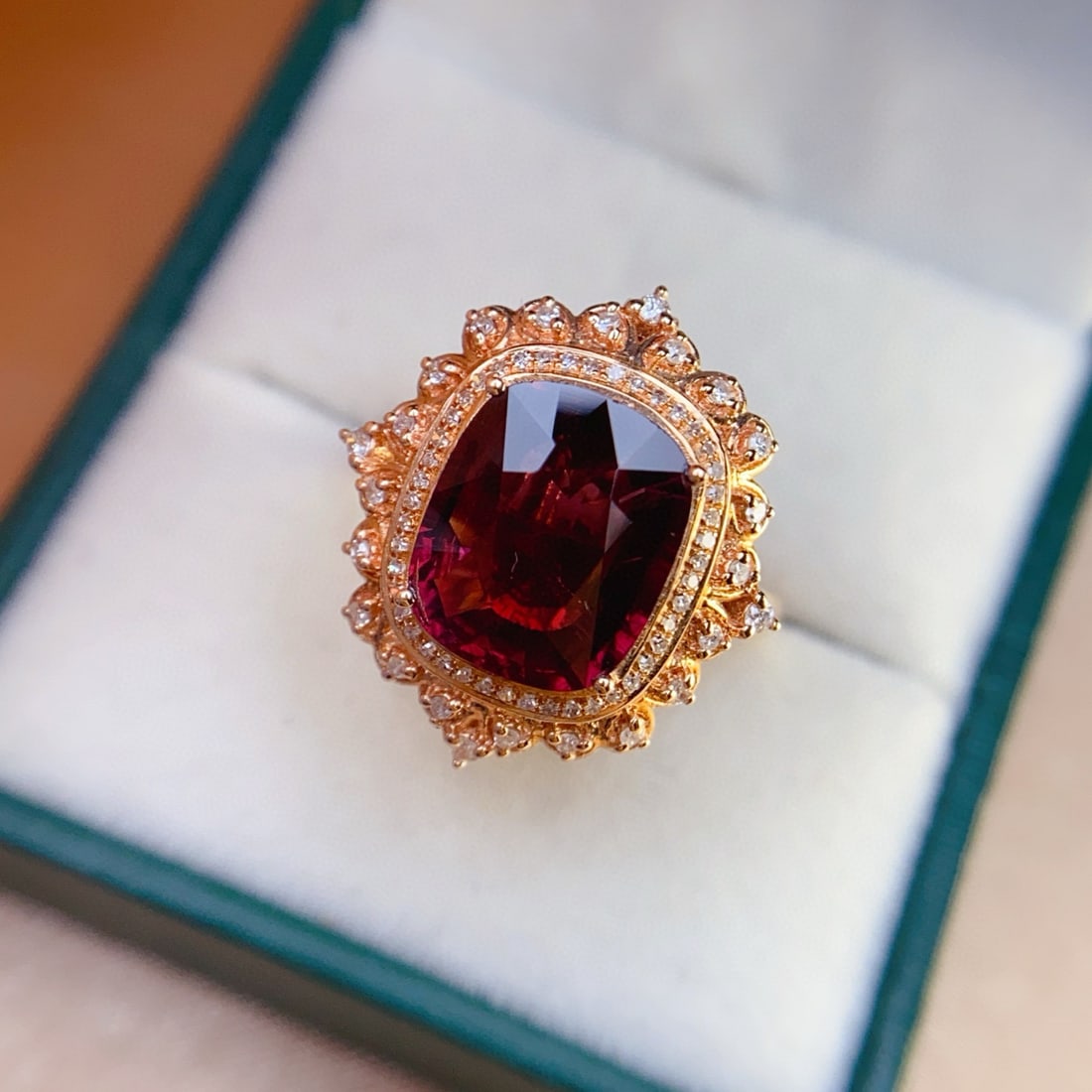 14k Gold 3.50 Ct Natural Tourmaline & Diamond Ring/pendant( Without Chain ) - 3
