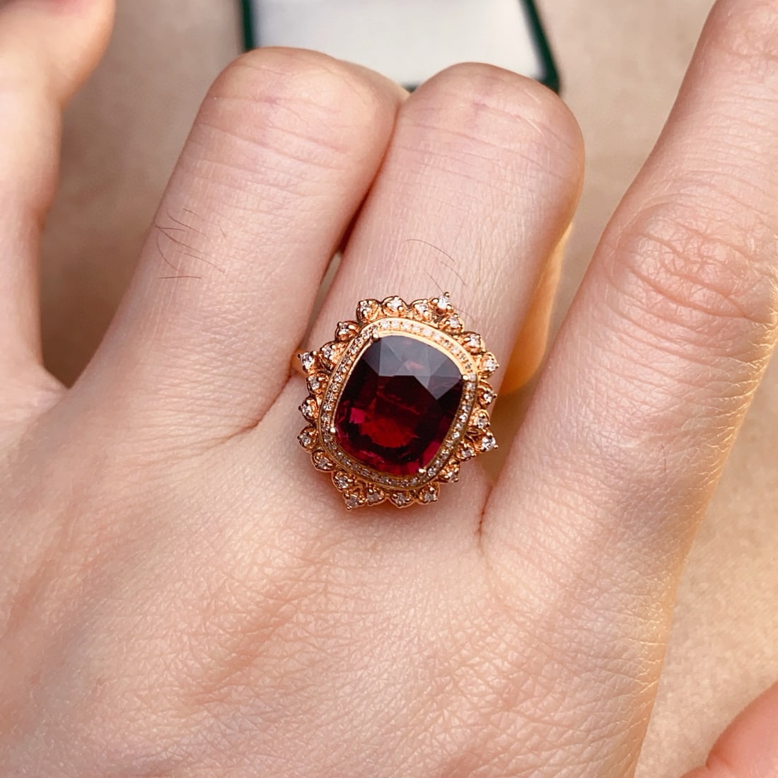 14k Gold 3.50 Ct Natural Tourmaline & Diamond Ring/pendant( Without Chain ) - 6