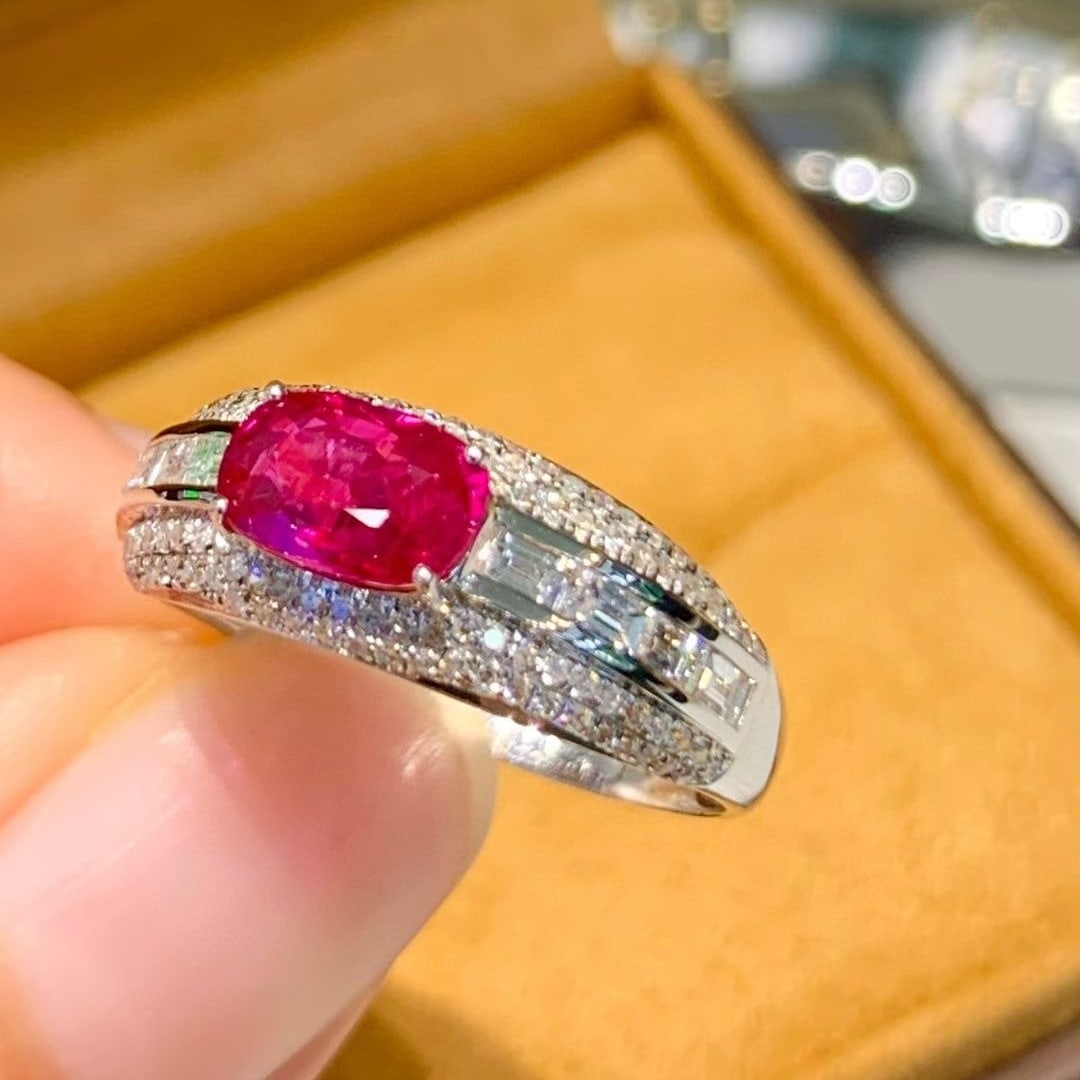 14k Gold 1.2 Ct Natural Ruby & Diamond Ring - 2