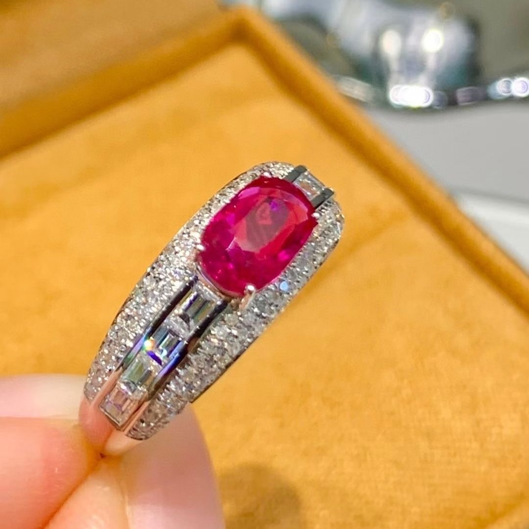 14k Gold 1.2 Ct Natural Ruby & Diamond Ring - 3