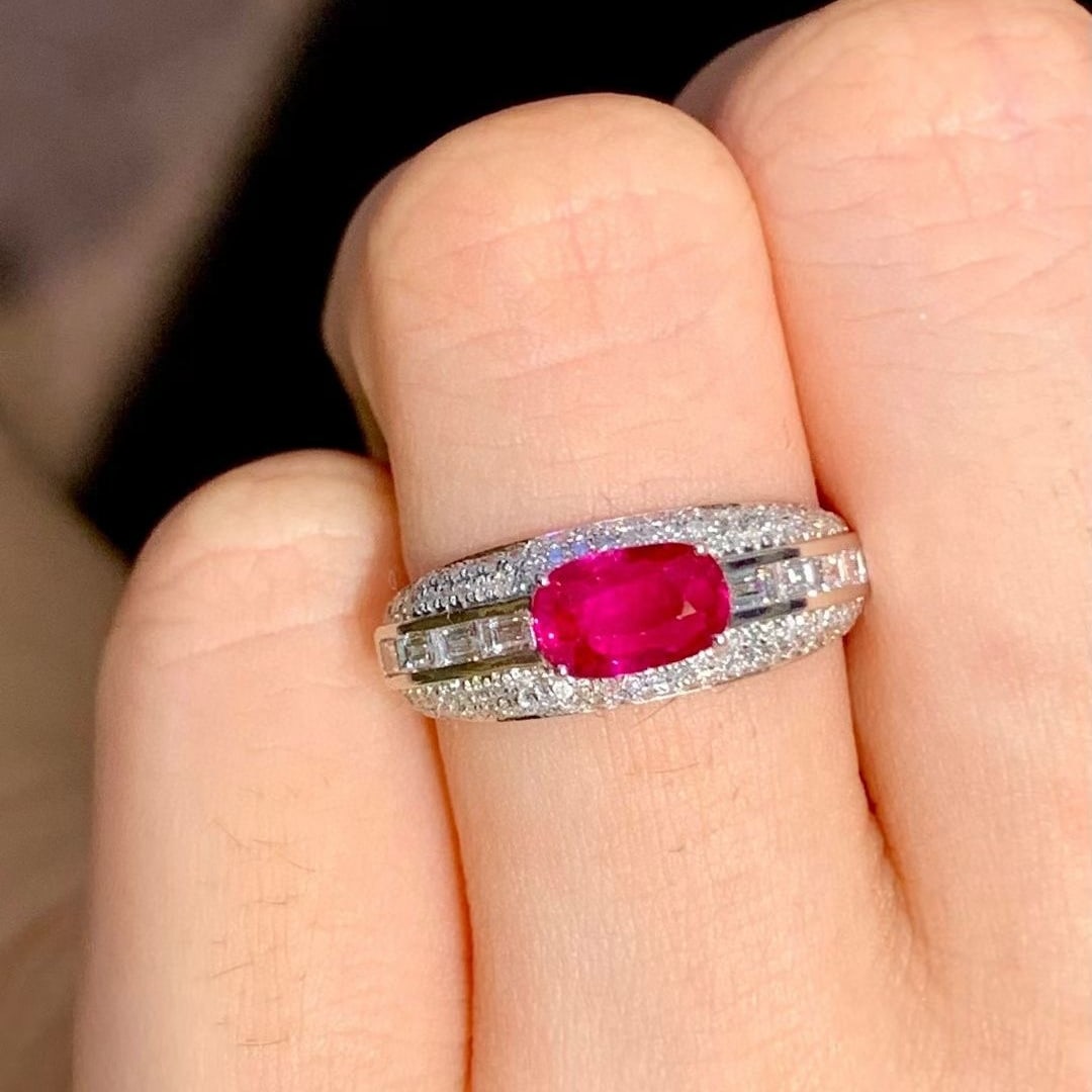 14k Gold 1.2 Ct Natural Ruby & Diamond Ring - 4