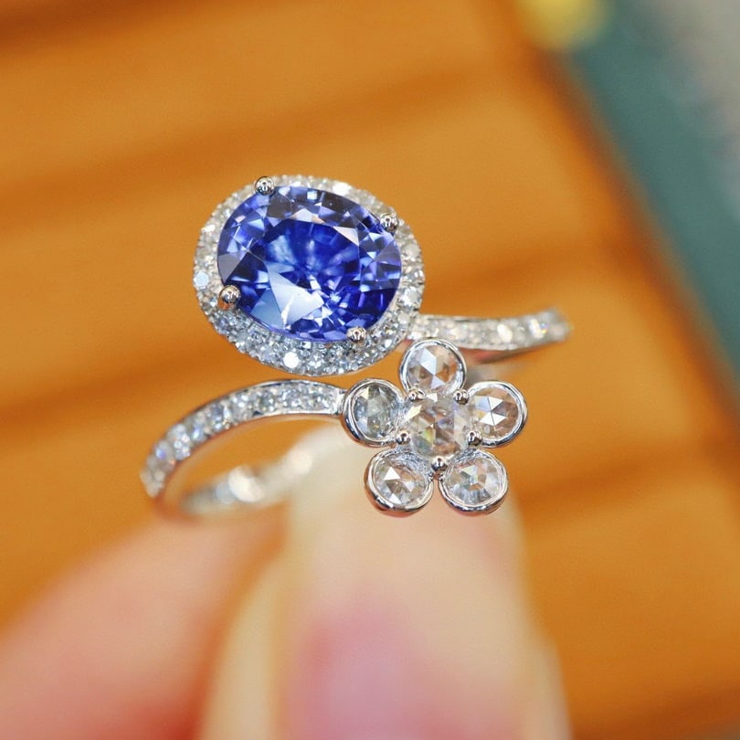 14k Gold 1.61 Ctw Natural Sapphire & Diamond Ring - 3