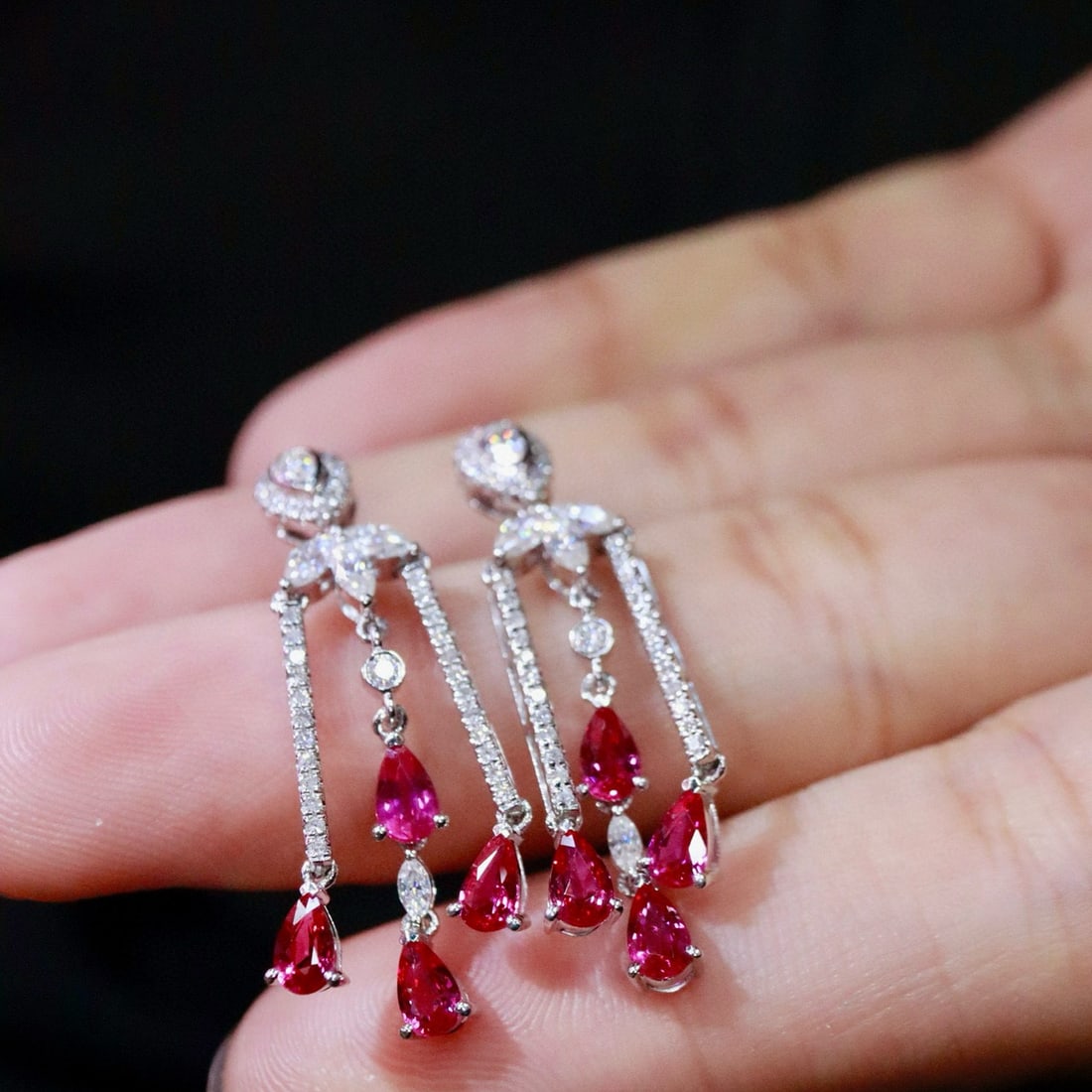 14k Gold 2.26 Ctw Natural Ruby & Diamond Earrings - 3