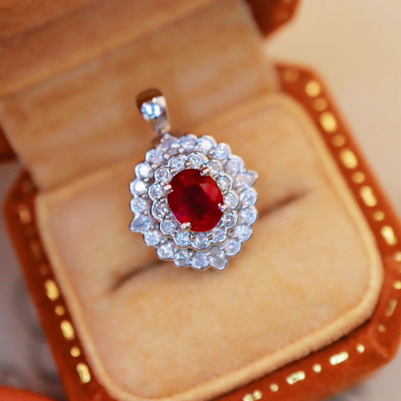 14k Gold 1.02 Ctw Natural Ruby & Diamond Ring/pendant( Without Chain ) - 6