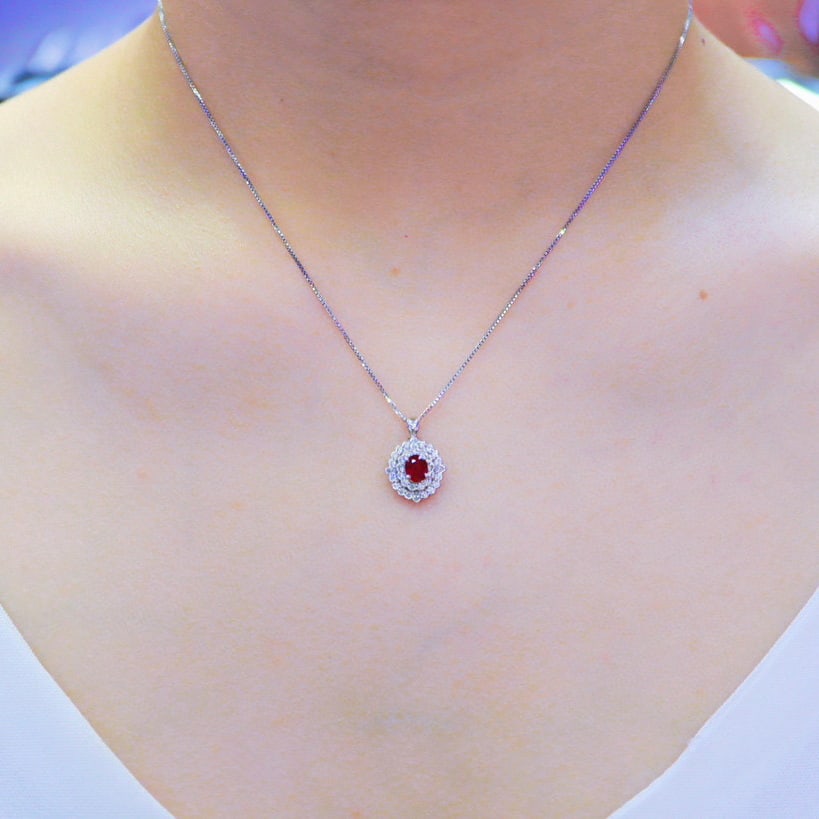 14k Gold 1.02 Ctw Natural Ruby & Diamond Ring/pendant( Without Chain ) - 8