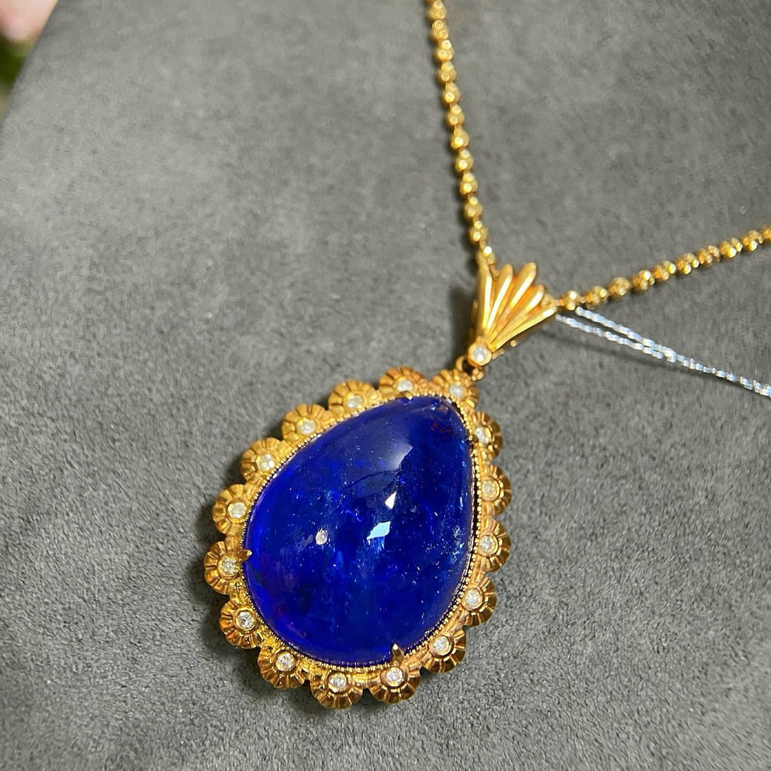 14k Gold 29.58 Ctw Natural Tanzanite & Diamond Pendant( Without Chain ) - 2