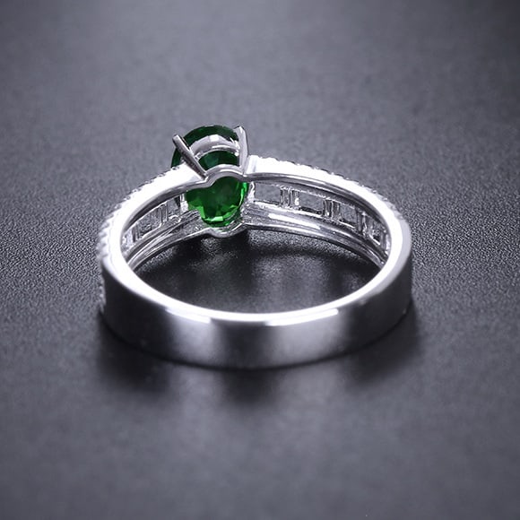 14k Gold 1.58 Ctw Vivid Green Natural Tsavorite & Diamond Ring - 4