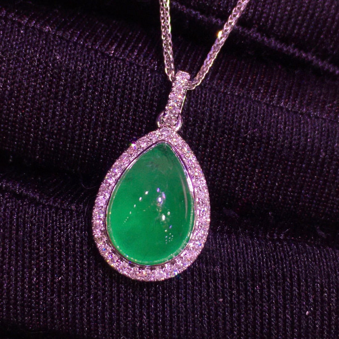 14k Gold 3.91 Ct Natural Emerald & Diamond Pendant( Without Chain ) - 3