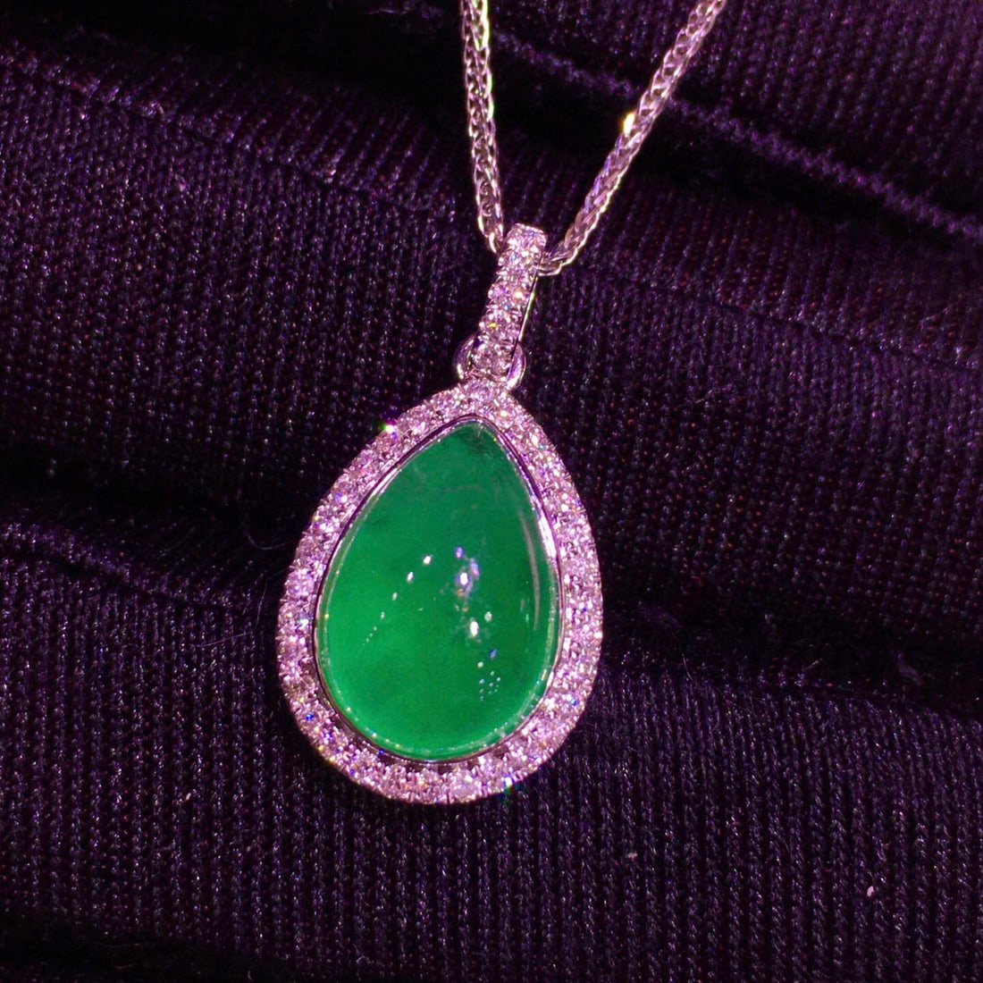 14k Gold 3.91 Ct Natural Emerald & Diamond Pendant( Without Chain ) - 5
