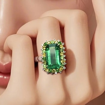 14k Gold 4.81 Ctw Natural Emerald & Diamond Ring - 2