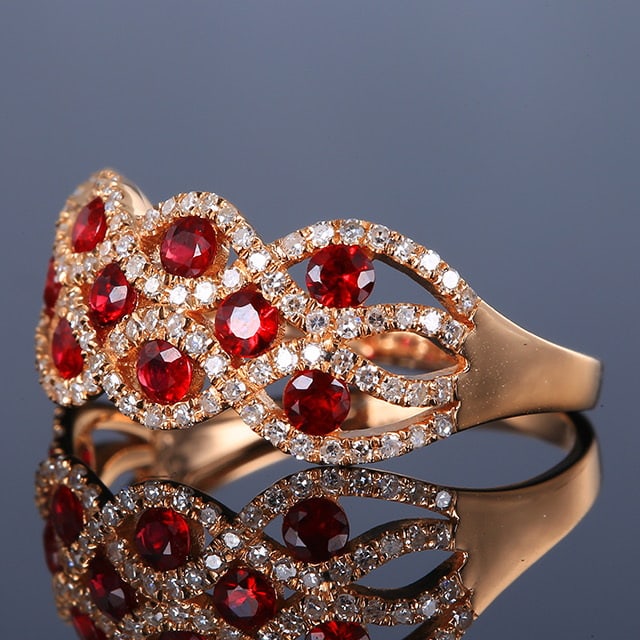 14k Gold 1.03 Ctw Natural Ruby & Diamond Ring - 2