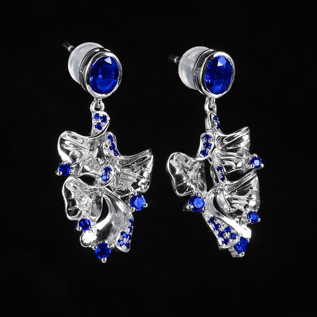 14k Gold 1.12 Ctw Natural Sapphire & Sapphire Earrings - 3