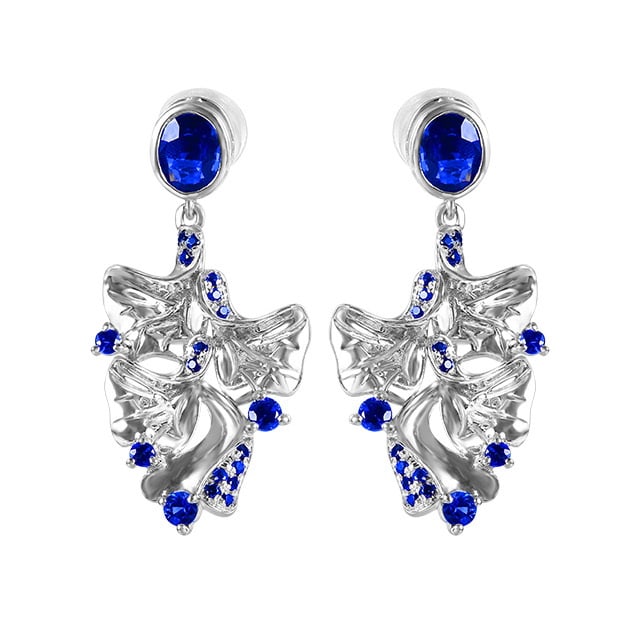 14k Gold 1.12 Ctw Natural Sapphire & Sapphire Earrings - 5