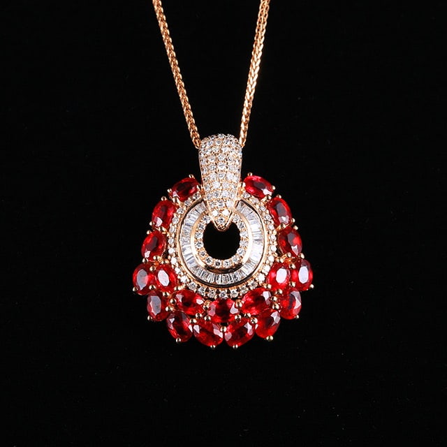 14k Gold 2.38 Ctw Natural Ruby & Diamond Pendant( Without Chain ): Ref:231051026 // gold content:14k gold // main gemstone:ruby // shape:oval // carat weight:1. 95ct // color:pigeonblood red // treatment:natural // // adjacent gemstone 2 : diamond // number of