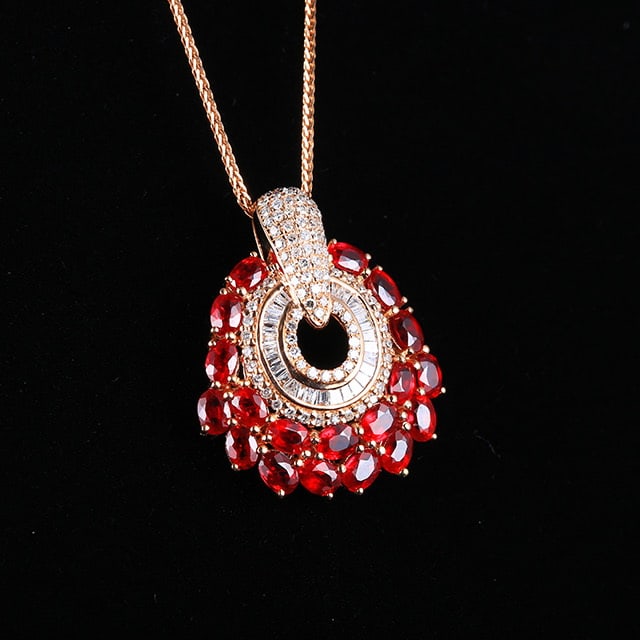 14k Gold 2.38 Ctw Natural Ruby & Diamond Pendant( Without Chain ) - 3