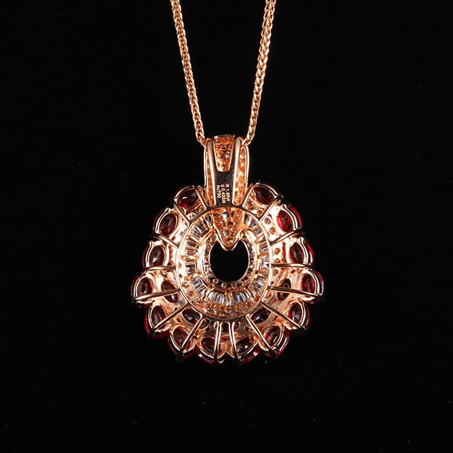 14k Gold 2.38 Ctw Natural Ruby & Diamond Pendant( Without Chain ) - 4