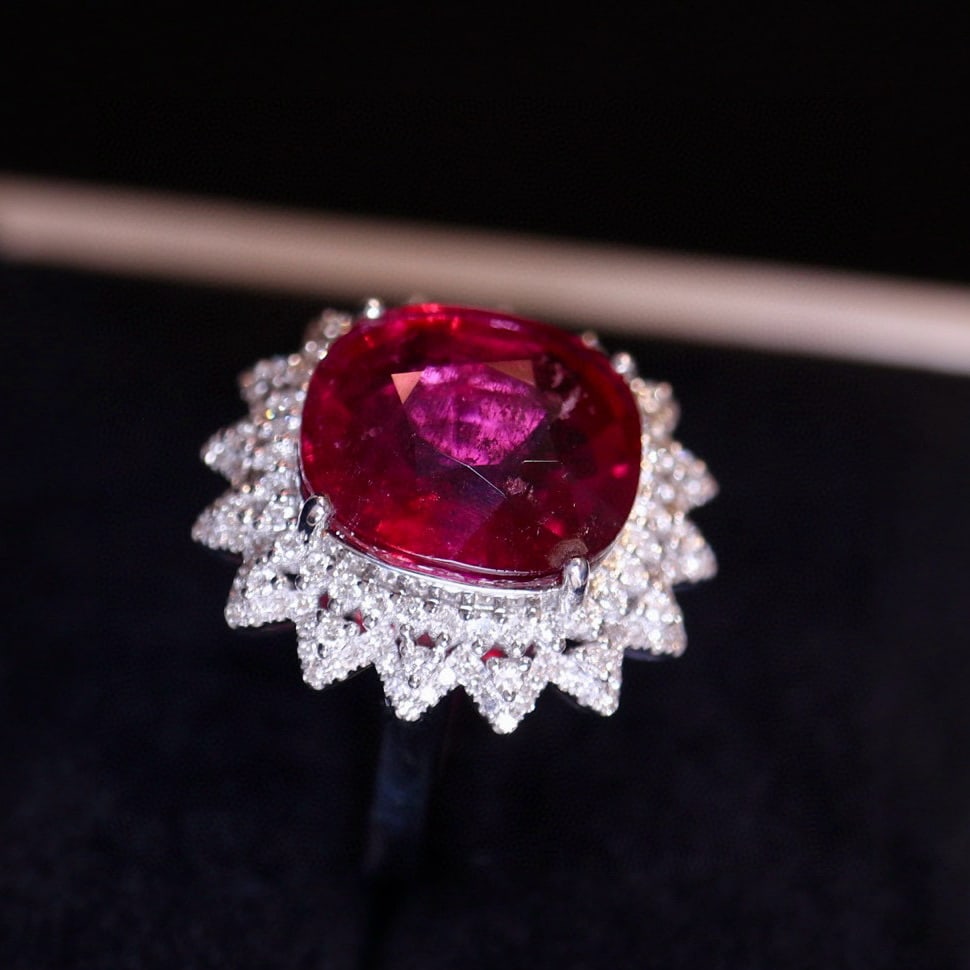 14k Gold 8.41 Ct Natural Tourmaline & Diamond Ring - 4