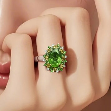 14k Gold 2.12 Ctw Natural Tsavorite & Diamond Ring - 2