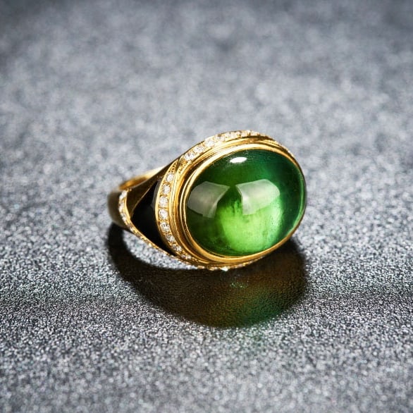 14k Gold 13.9 Ctw Natural Tourmaline & Diamond Ring - 2
