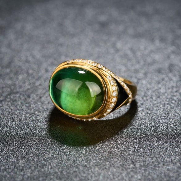 14k Gold 13.9 Ctw Natural Tourmaline & Diamond Ring - 3