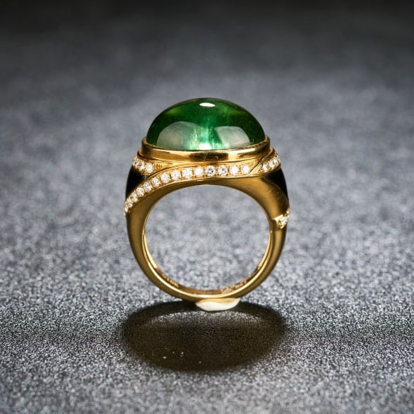 14k Gold 13.9 Ctw Natural Tourmaline & Diamond Ring - 6