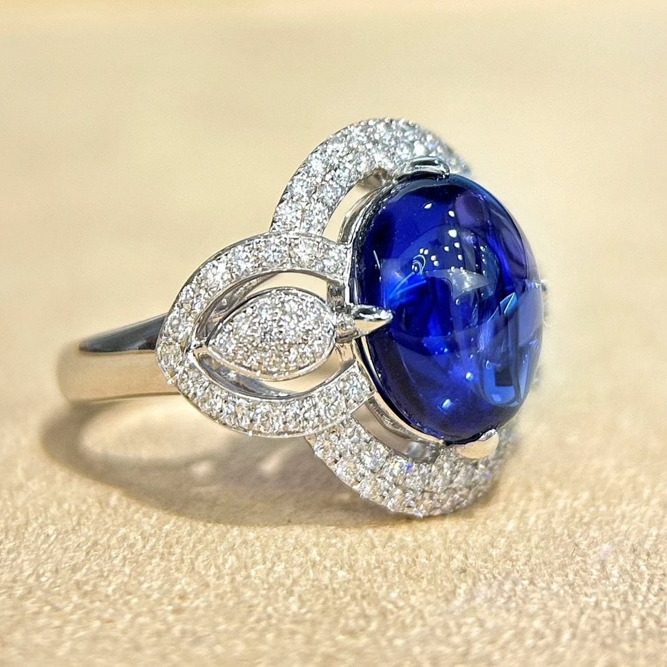 14k Gold 8.22 Ctw Natural Tanzanite & Diamond Ring - 4