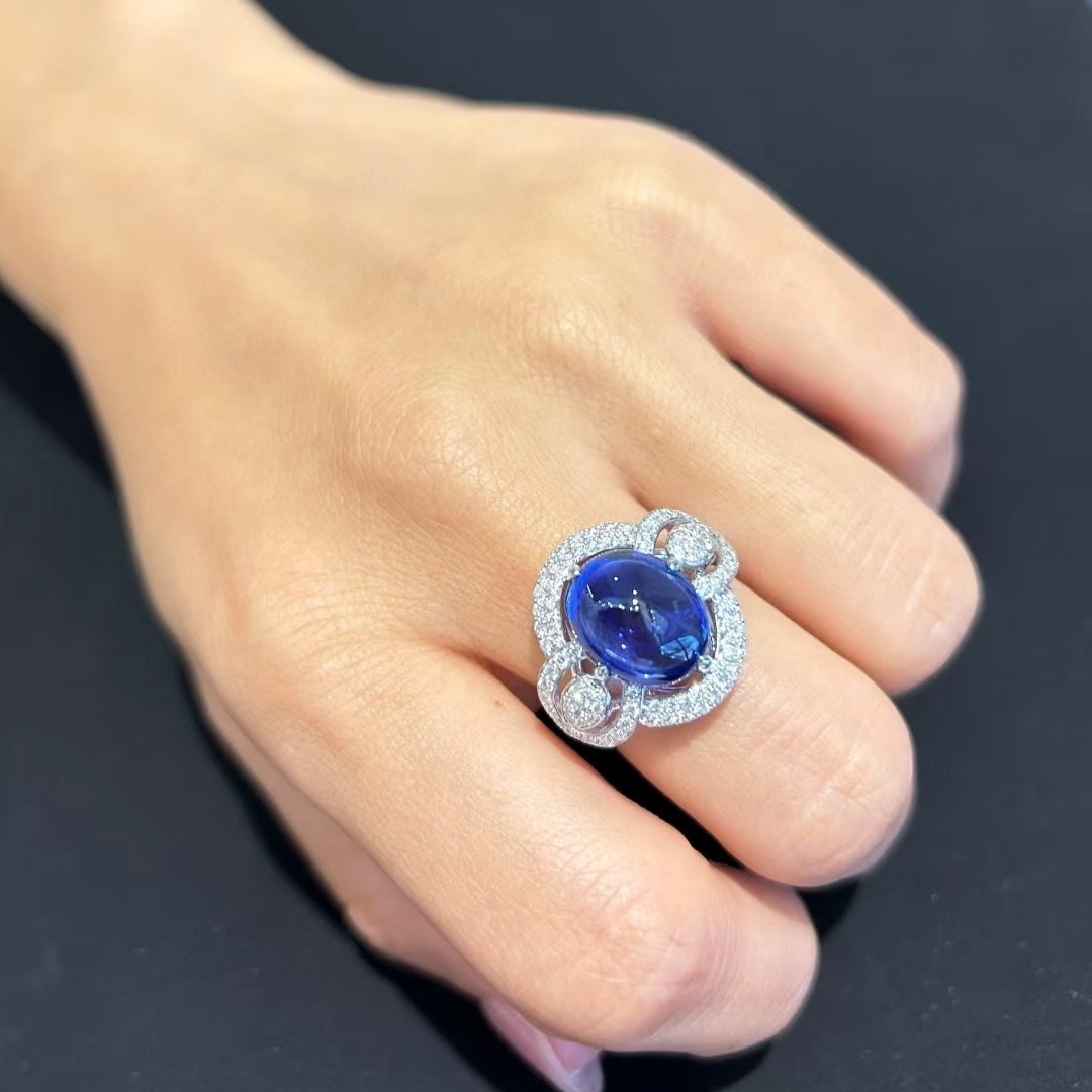 14k Gold 8.22 Ctw Natural Tanzanite & Diamond Ring - 5