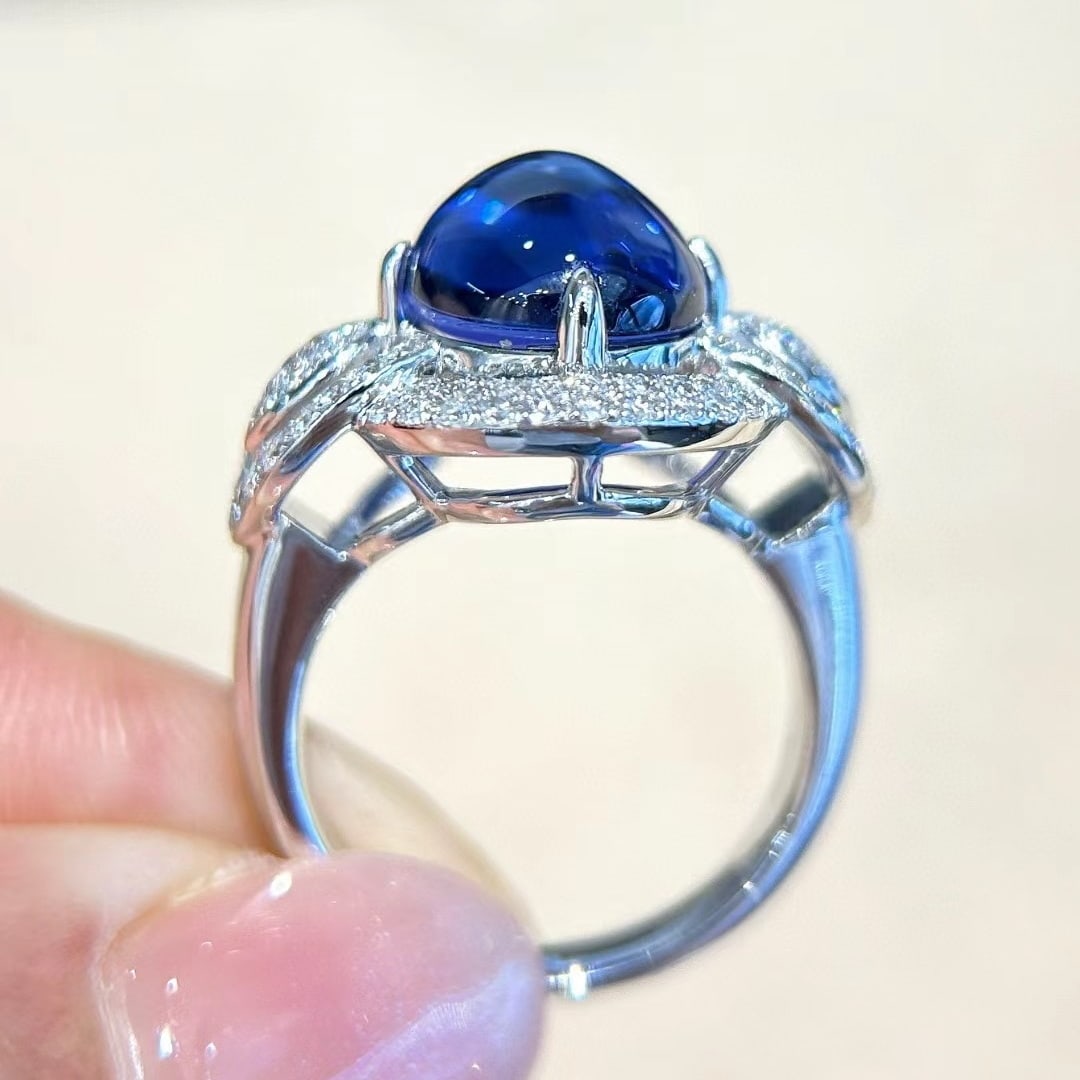 14k Gold 8.22 Ctw Natural Tanzanite & Diamond Ring - 7