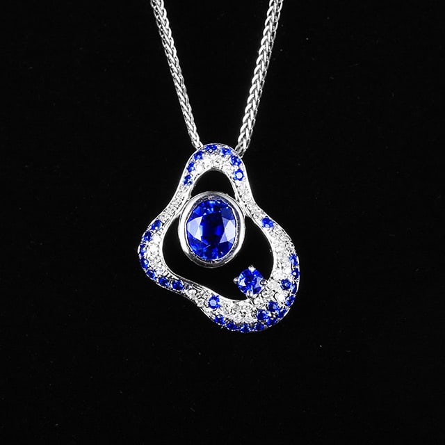 14k Gold 1.26 Ctw Natural Sapphire & Diamond Pendant( Without Chain ): Ref:231051066 // gold content:14k gold // main gemstone:sapphire // shape:multiply // carat weight:1. 15ct // color:blue // treatment:natural // // adjacent gemstone 2 : diamond // number of