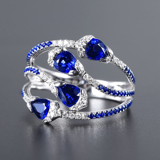 14k Gold 1.98 Ctw Natural Sapphire & Diamond Ring - 2
