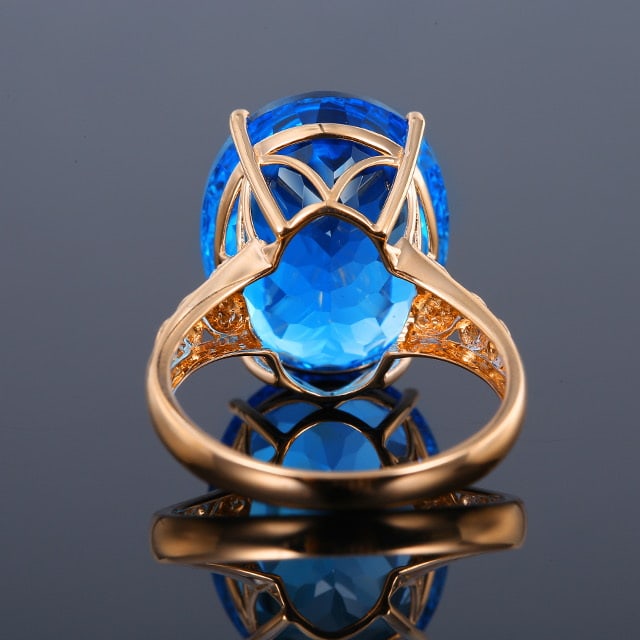 14k Gold 17.15 Ctw Natural Topaz & Diamond Ring - 4