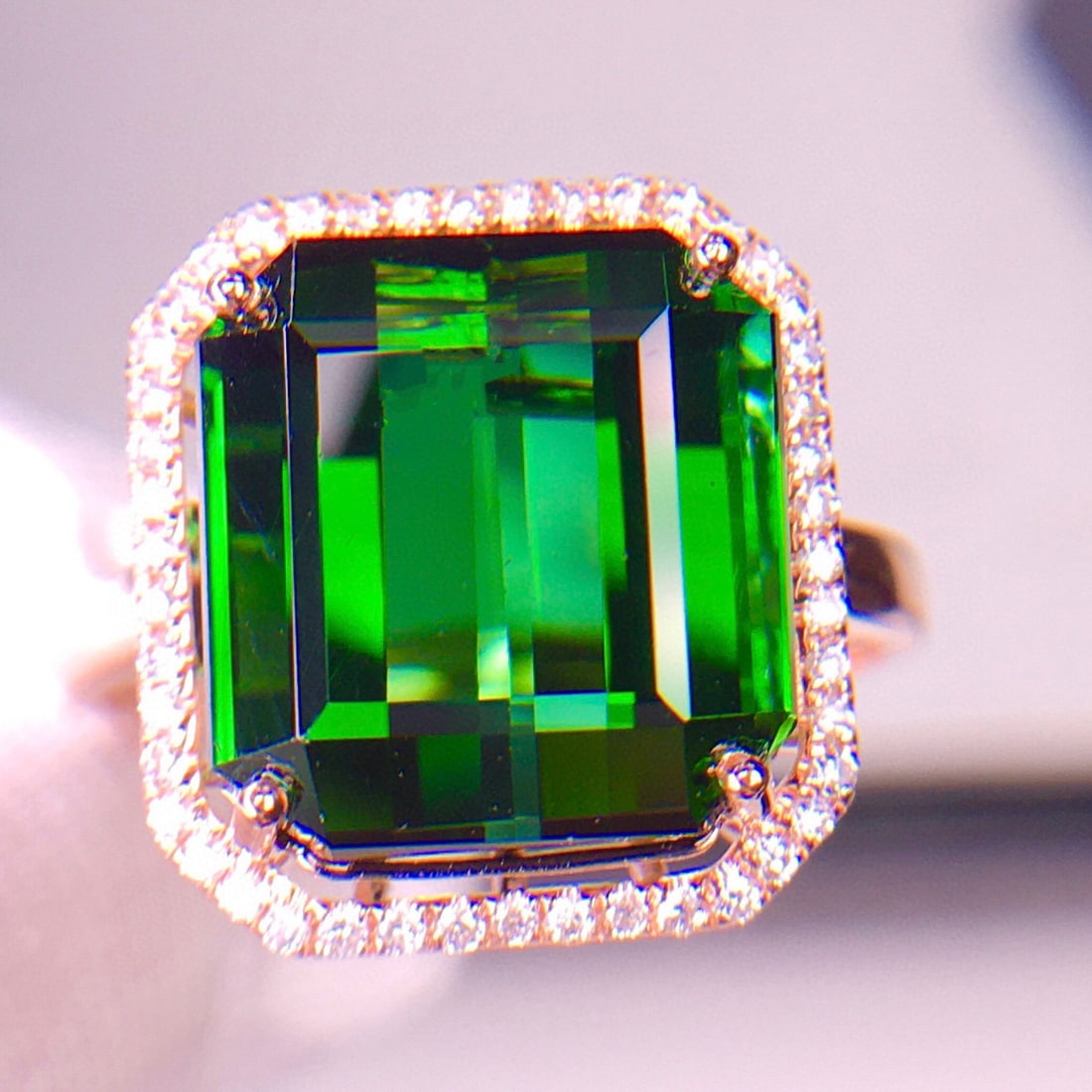 14k Gold 8.9 Ct Natural Tourmaline & Diamond Ring - 6